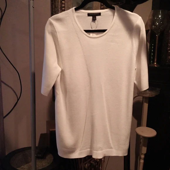 FINAL PRICE NWT Banana Republic White Short Sleeve Top Size Large - Picture 4 of 10